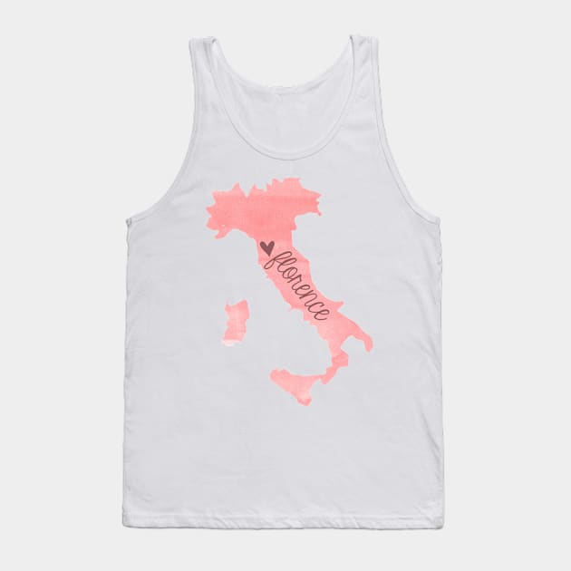 Pink Watercolor Florence Italy Sticker Tank Top by aterkaderk